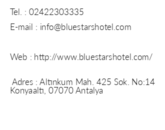 Blue Stars Boutique Hotel iletiim bilgileri